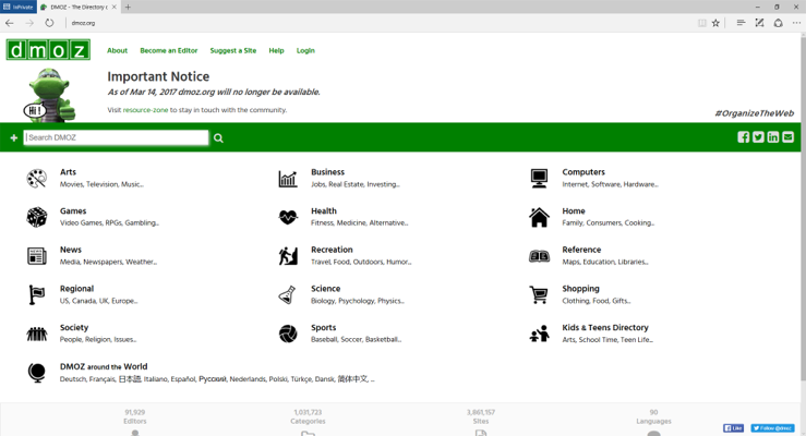 dmoz lukker